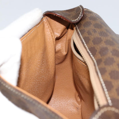 Celine Vintage Macadam Circle Logo Shoulder Bag Canvas and Leather, BROWN, CANVAS, Shoulder bag