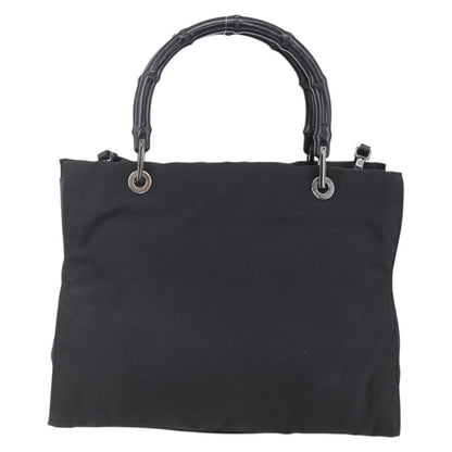 Gucci Vintage Bamboo Handle Tote Nylon, BLACK, NYLON, Handbag