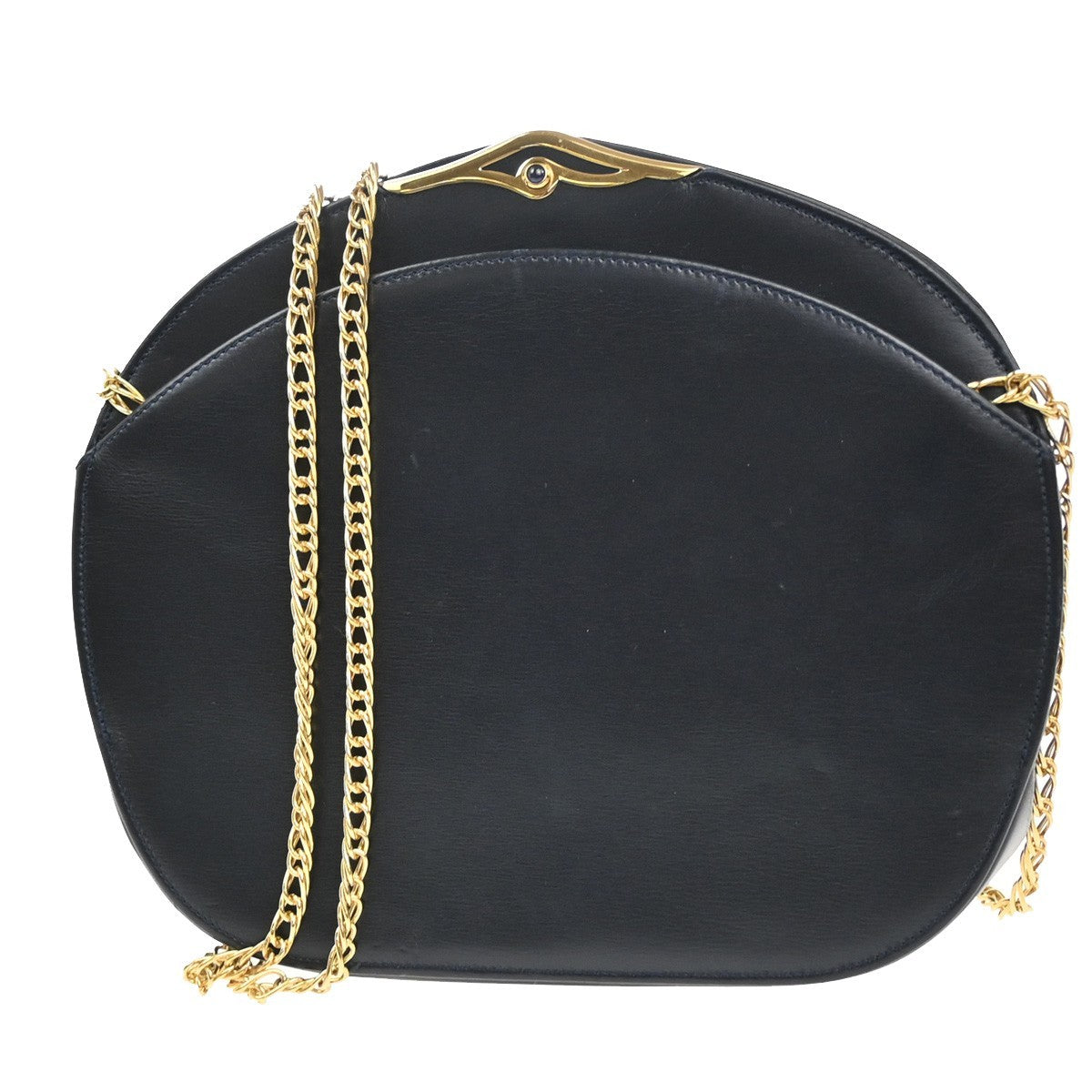 cartier Vintage Shoulder Bag Leather, Navy, Leather, Shoulder Bag