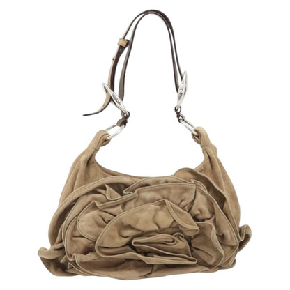 Saint Laurent Vintage Shoulder Bag Suede, BEIGE, SUEDE, Shoulder bag