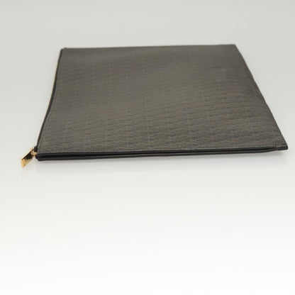 Saint Laurent Zip Pouch Monogram Canvas, BROWN, PVC, Clutche & pouche