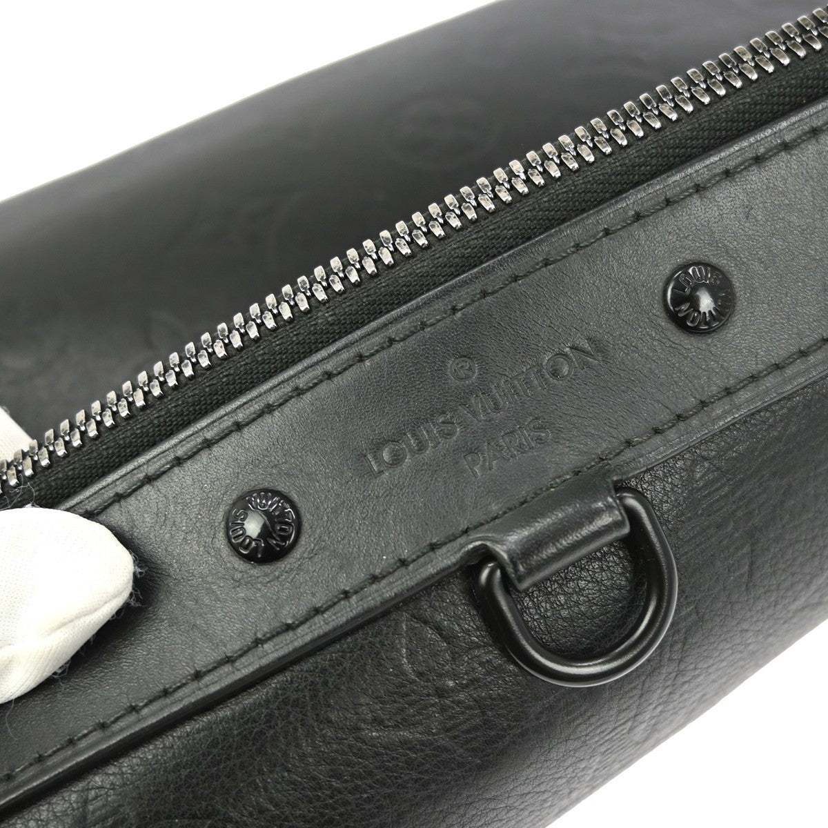 Louis Vuitton Discovery Pochette Monogram Shadow Leather, BLACK, LEATHER, Clutche & pouche