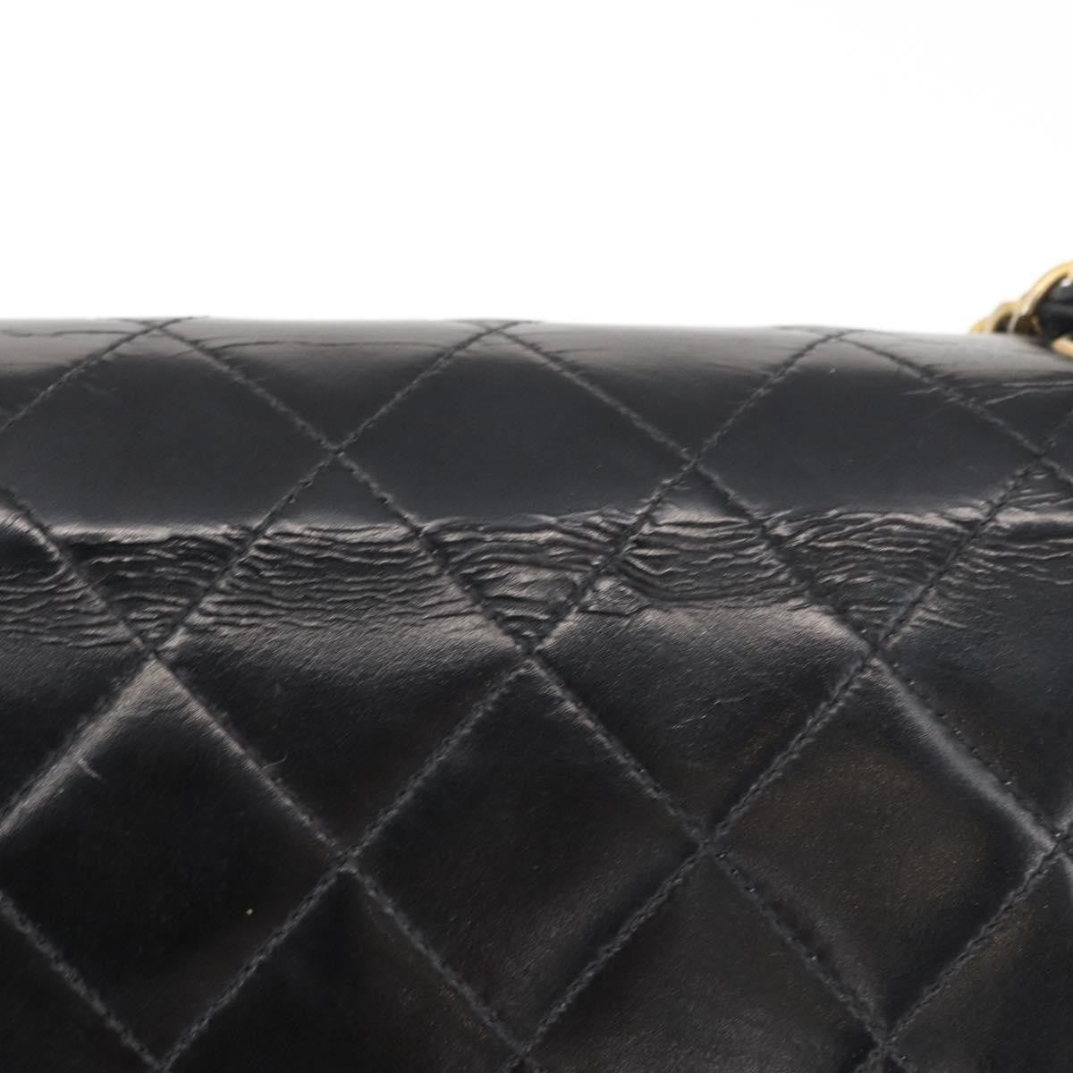 Chanel Vintage Envelope Flap Shoulder Bag Quilted Lambskin, BLACK, LEATHER, Shoulder bag