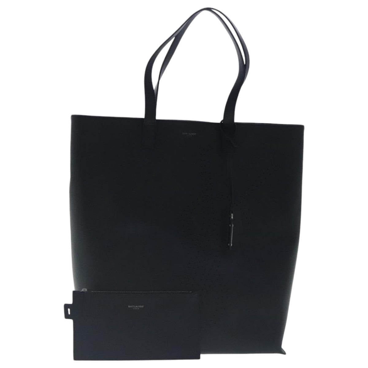 Saint Laurent Shopper Tote Leather, BLACK, LEATHER, Tote bag