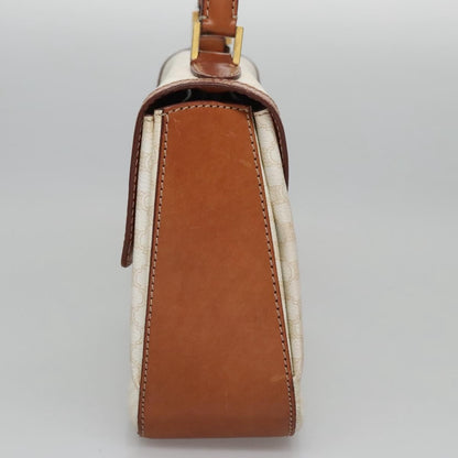 Celine Vintage Convertible Top Handle Bag Macadam Coated Canvas, WHITE, CANVAS, Handbag