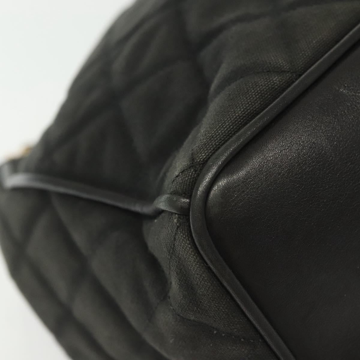 Chanel Vintage Drawstring Chain Bucket Bag Quilted Canvas, BLACK, CANVAS, Shoulder bag