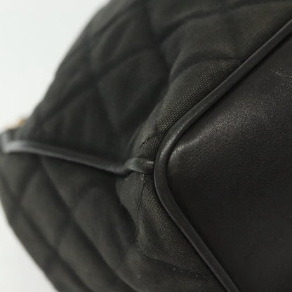 Chanel Vintage Drawstring Chain Bucket Bag Quilted Canvas, BLACK, CANVAS, Shoulder bag