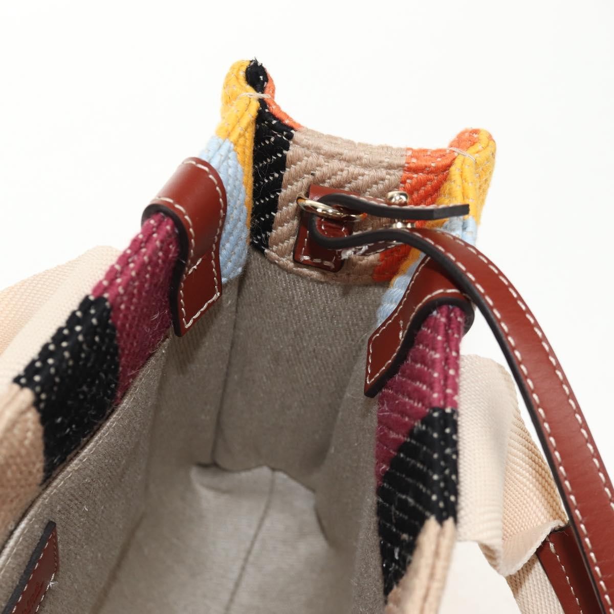 Chloe Woody Tote Canvas with Leather, MULTICOLOUR, CANVAS, Tote bag