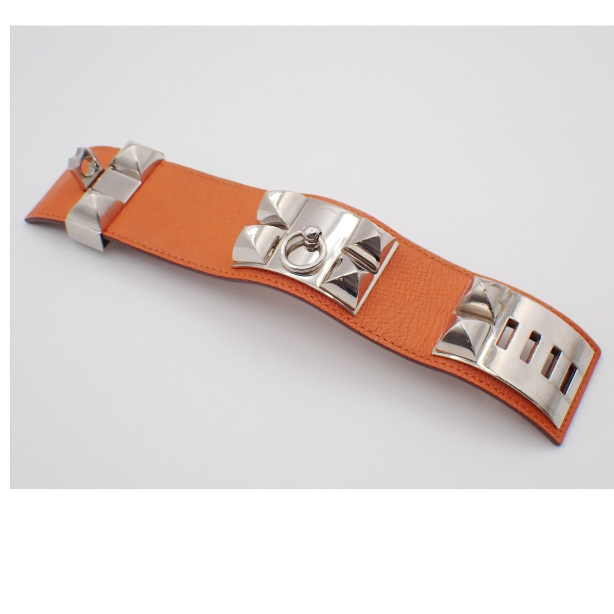 Hermes Collier de Chien Bracelet Leather, ORANGE, LEATHER, Bracelet