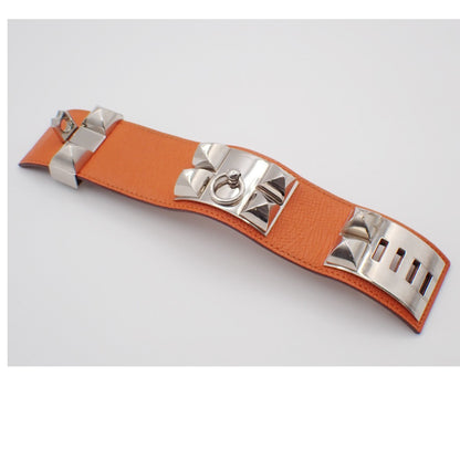 Hermes Collier de Chien Bracelet Leather, ORANGE, LEATHER, Bracelet