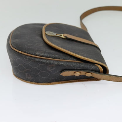 Christian Dior Vintage Honeycomb Flap Crossbody Bag Canvas and Leather, BLACK, CANVAS, Crossbody bag