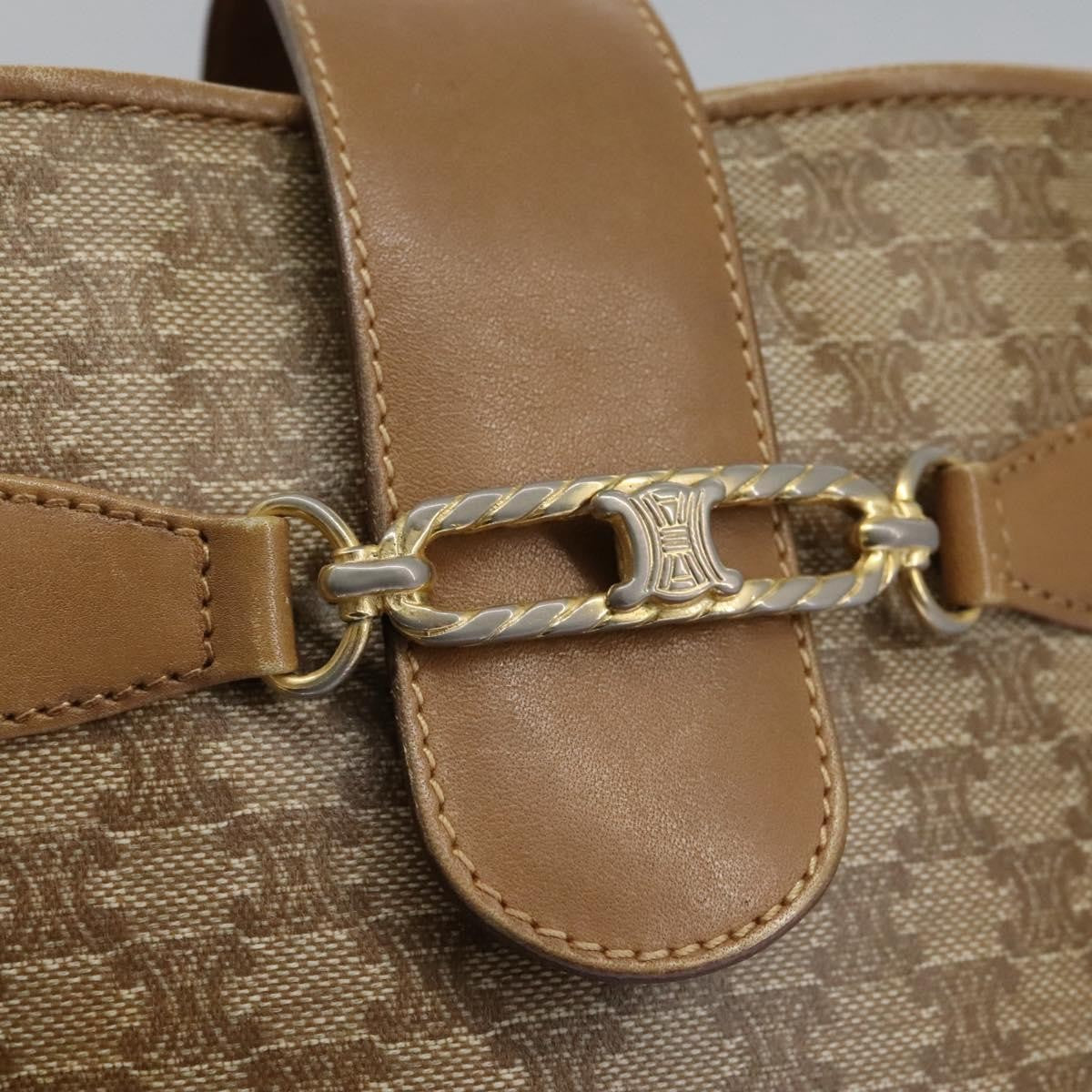 Celine Vintage Macadam Shoulder Bag Canvas, BEIGE, CANVAS, Shoulder bag