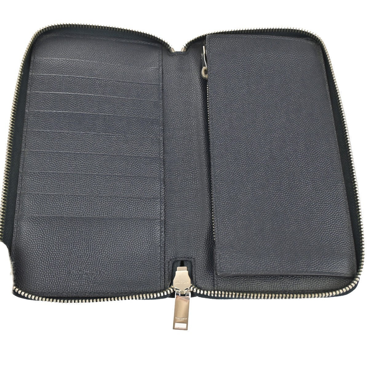 Saint Laurent Classic Zip Around Organizer Wallet Leather, NAVY, LEATHER, Wallets