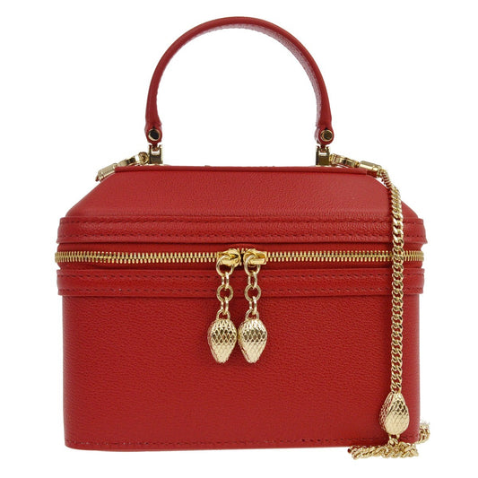 Bvlgari Forever Serpenti Vanity Bag Leather, Red, Leather, Clutch