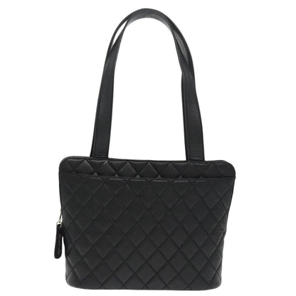 Chanel Vintage CC Zip Around Shoulder Bag Quilted Caviar, BLACK, LEATHER, Tote bag