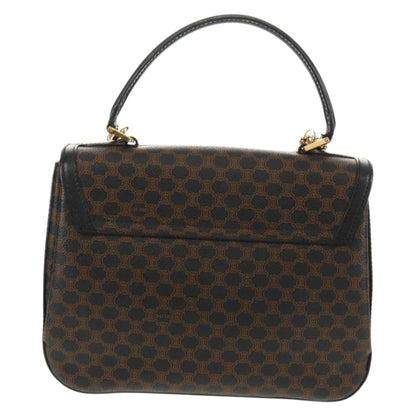 Celine Vintage Convertible Top Handle Bag Macadam Coated Canvas, BROWN, PVC, Handbag