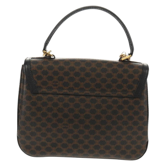 Celine Vintage Convertible Top Handle Bag Macadam Coated Canvas, BROWN, PVC, Handbag