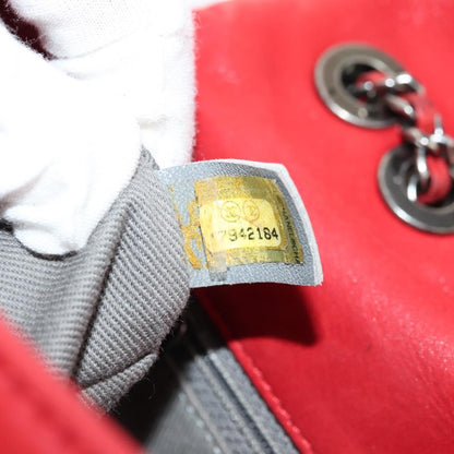 Chanel Diamond Stitch Chain Flap Bag Quilted Iridescent Calfskin, RED, LEATHER, Shoulder bag