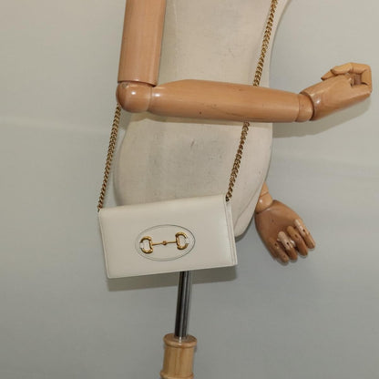 Gucci Horsebit 1955 Chain Wallet Leather, WHITE, LEATHER, Wallets