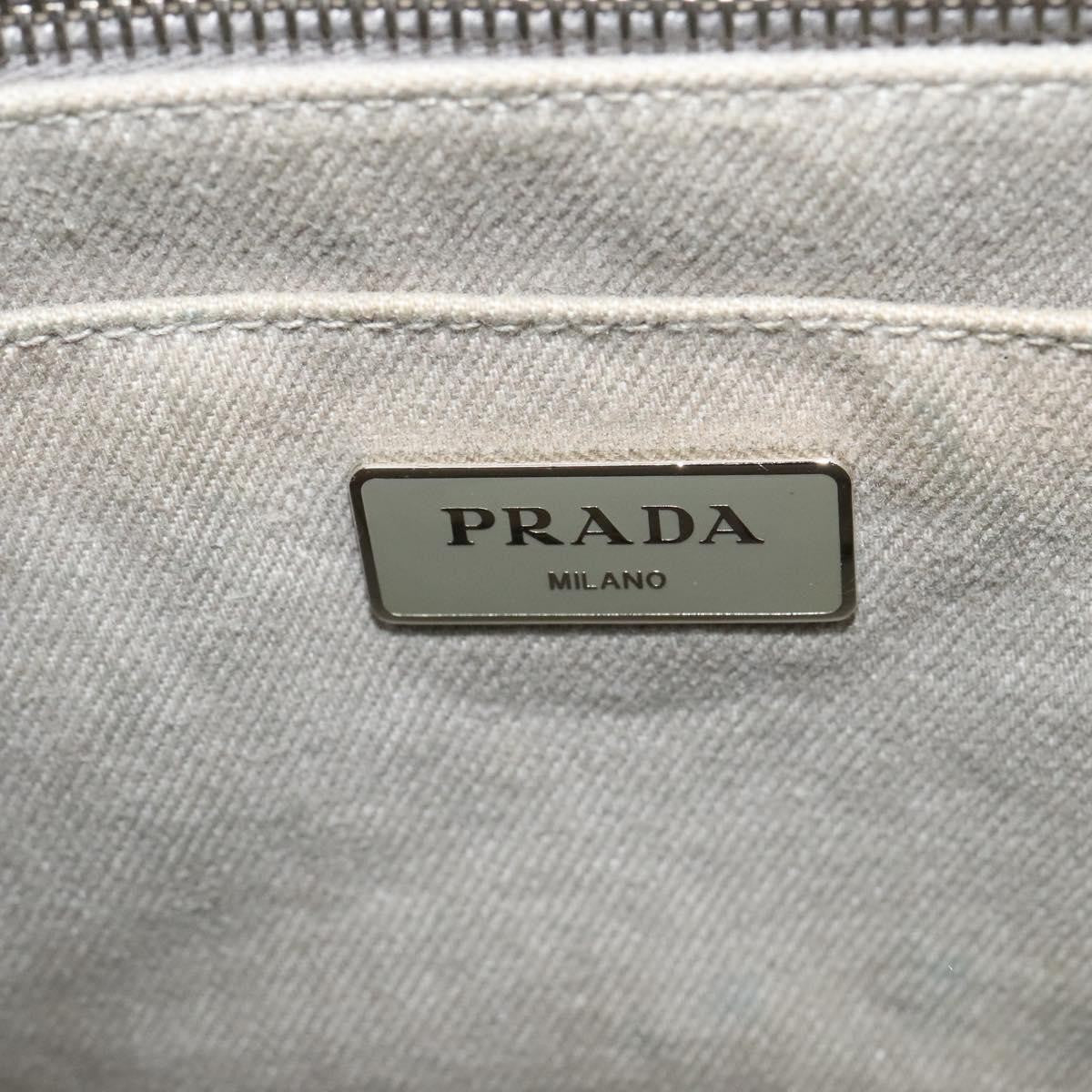 Prada Canapa Convertible Tote Rhinestone Embellished Denim, GRAY, CANVAS, Handbag