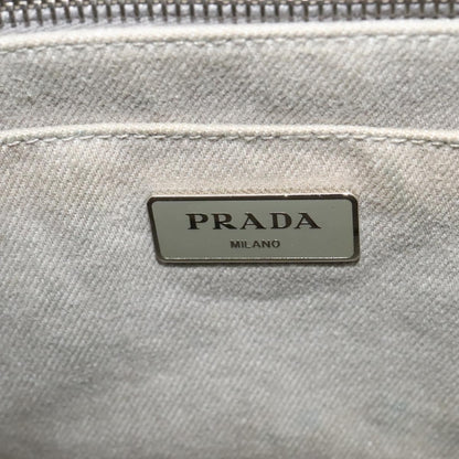 Prada Canapa Convertible Tote Rhinestone Embellished Denim, GRAY, CANVAS, Handbag