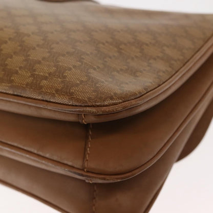 Celine Vintage Macadam Shoulder Bag Canvas and Leather, BEIGE, CANVAS, Shoulder bag