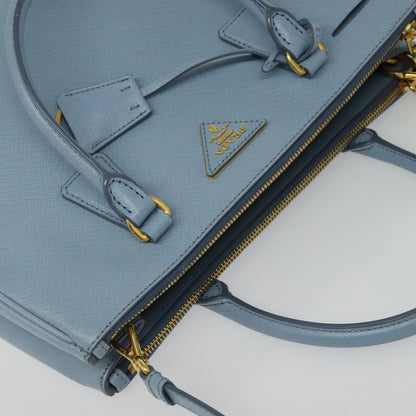 Prada Double Zip Lux Tote Saffiano Leather, BLUE, LEATHER, Handbag