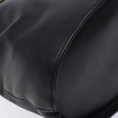 Salvatore Ferragamo Gancini Shoulder Bag Leather, BLACK, LEATHER, Shoulder bag