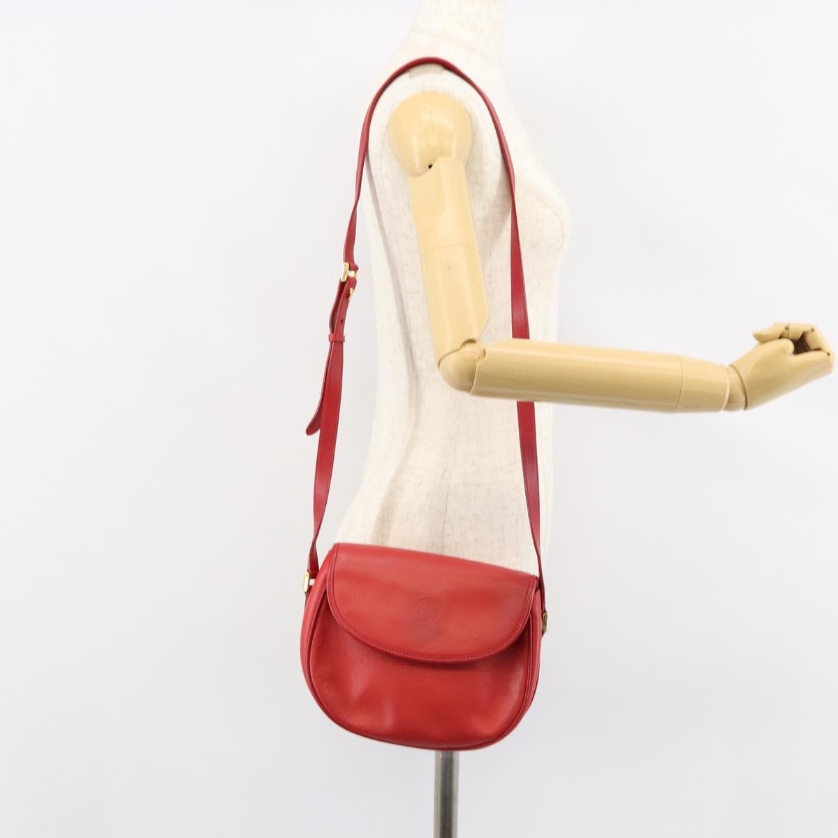 Gucci Vintage Flap Shoulder Bag Leather, RED, LEATHER, Shoulder bag