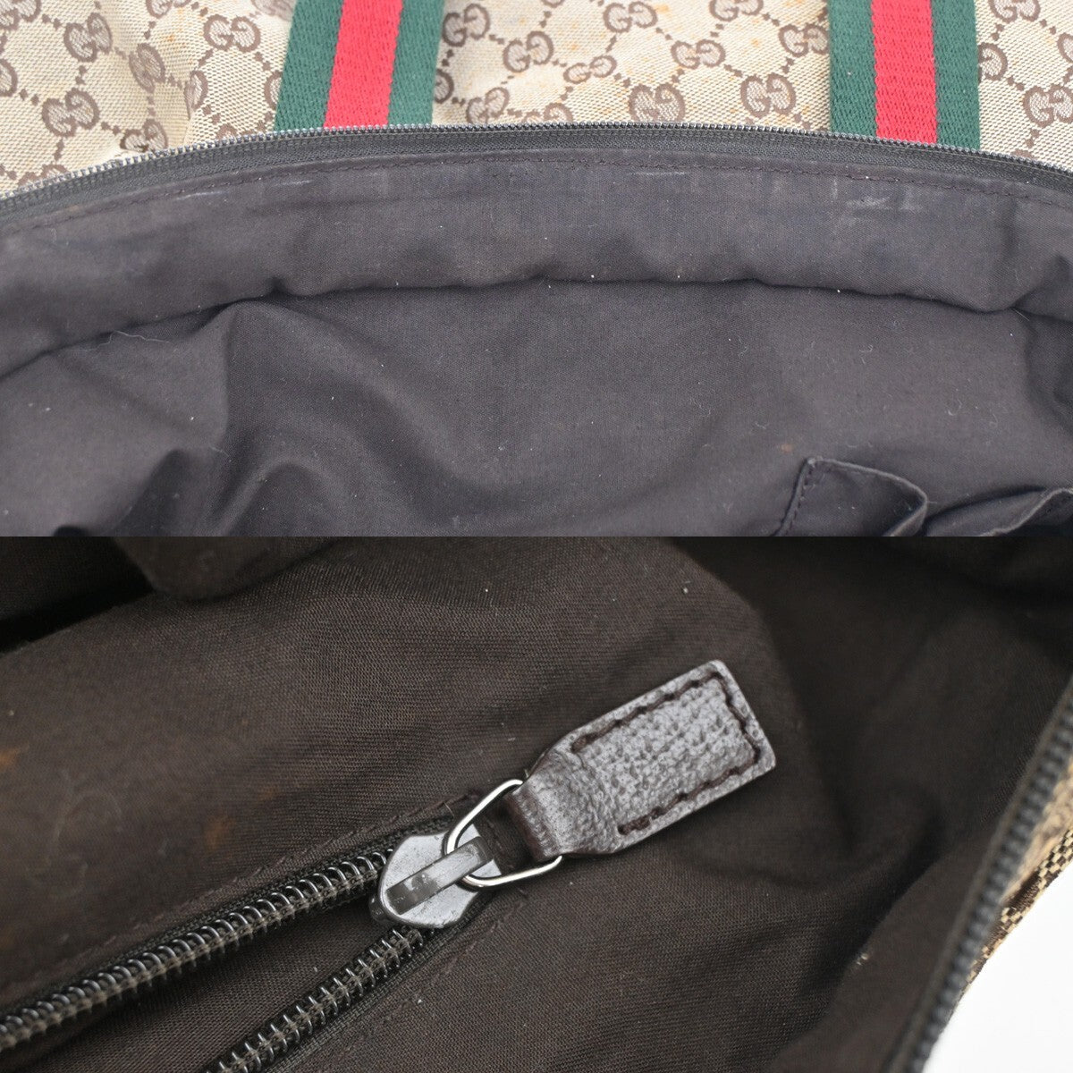Gucci Web Zip Tote GG Canvas, BROWN, CANVAS, Tote bag