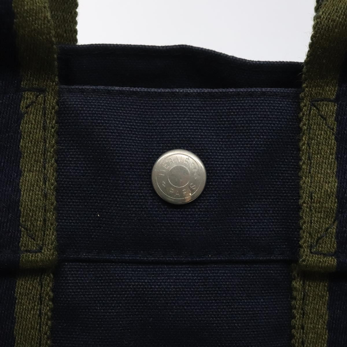 Hermes Fourre Tout Tote Canvas, NAVY, CANVAS, Tote bag