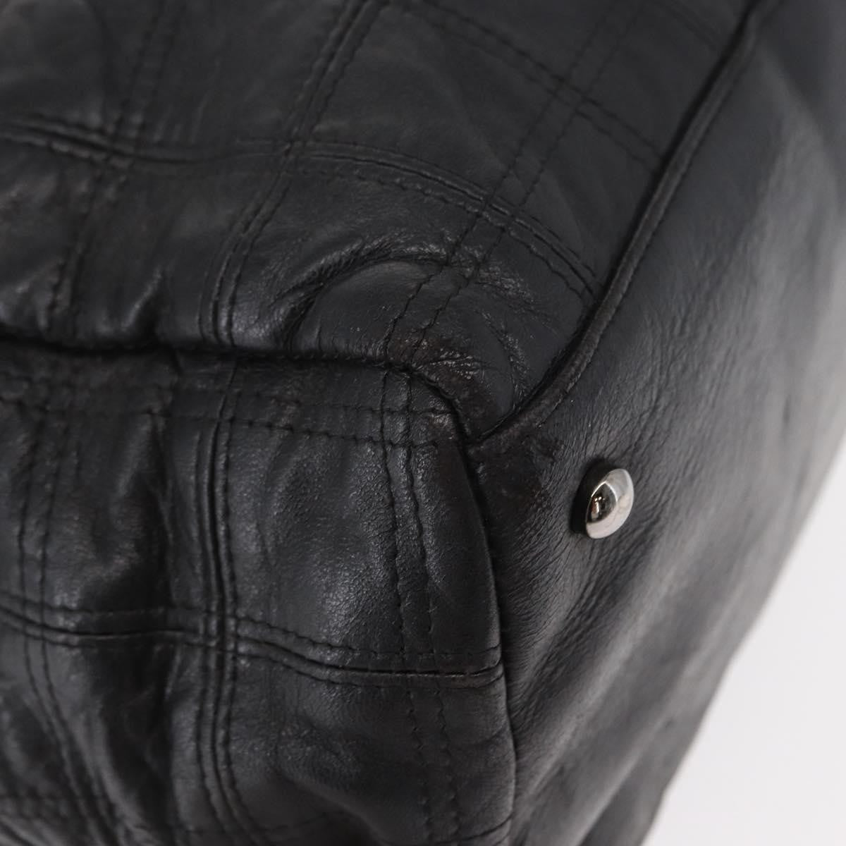 Chanel Lax Shopping Tote Square Quilted Leather, BLACK, LEATHER, Tote bag