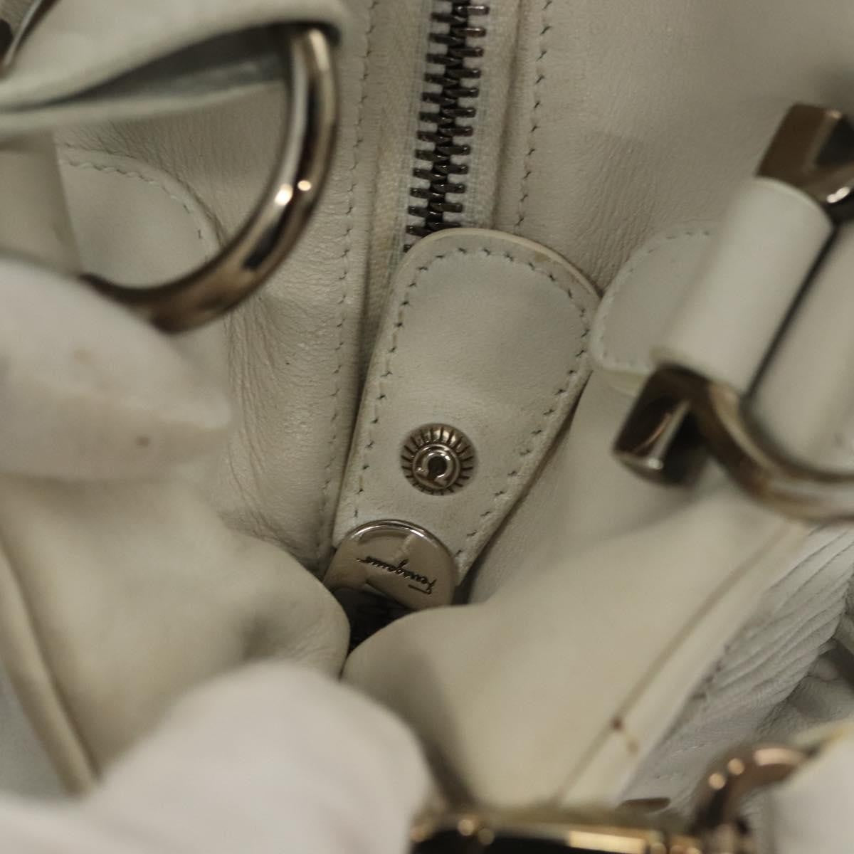 Salvatore Ferragamo Gancini handbag Leather, WHITE, LEATHER, Handbag