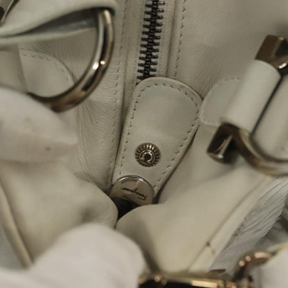 Salvatore Ferragamo Gancini handbag Leather, WHITE, LEATHER, Handbag