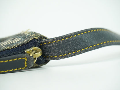 Christian Dior Vintage Saddle Zip Coin Purse Diorissimo Canvas, NAVY, CANVAS, Clutche & pouche