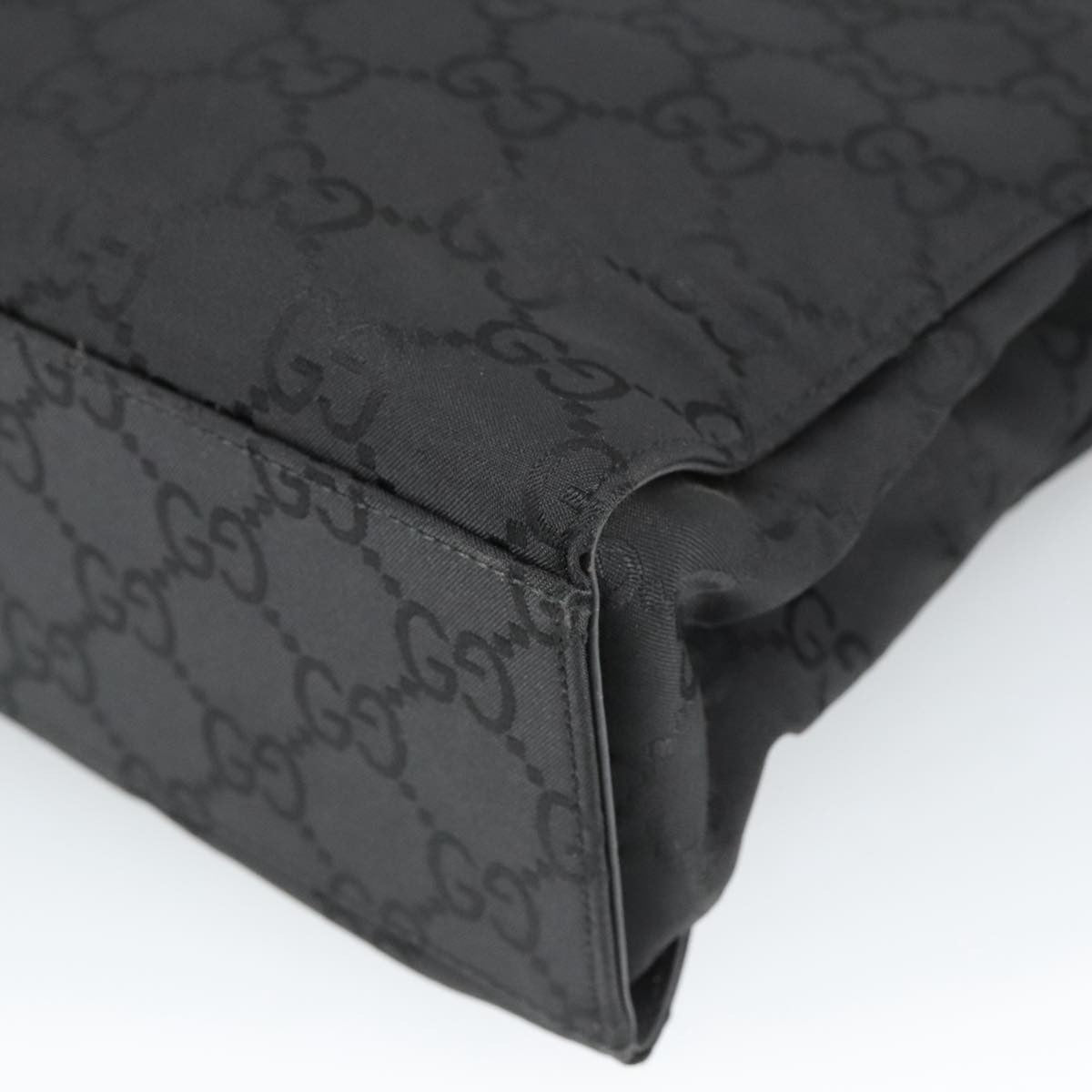 Gucci Vintage Bamboo Handle Tote GG Nylon, Black, Nylon, Tote Bag