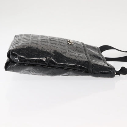 Salvatore Ferragamo Gancini Shoulder Bag Patent Leather, BLACK, PATENT_LEATHER, Shoulder bag