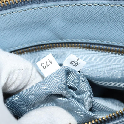Prada Double Zip Lux Tote Saffiano Leather, BLUE, LEATHER, Handbag