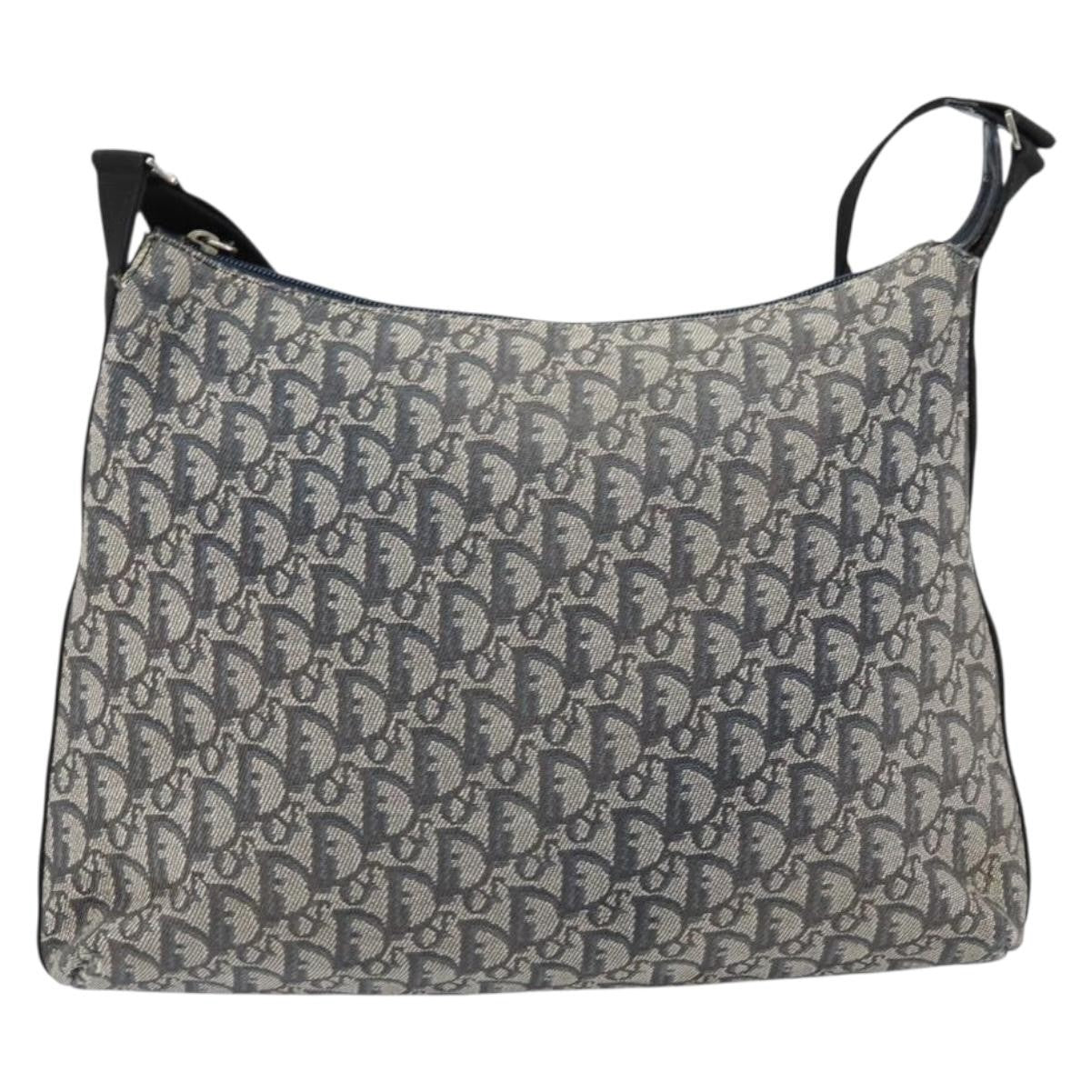 Christian Dior Vintage Trotter Shoulder Bag Canvas, NAVY, CANVAS, Shoulder bag