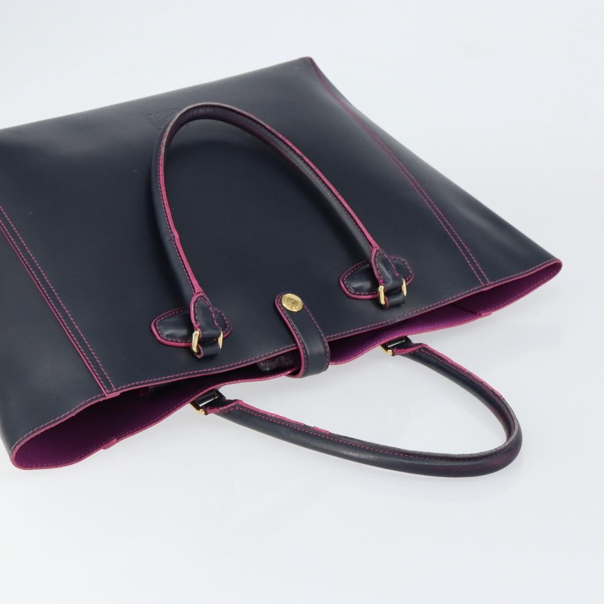 Loewe Leo Shopper Tote Leather, NAVY, LEATHER, Tote bag