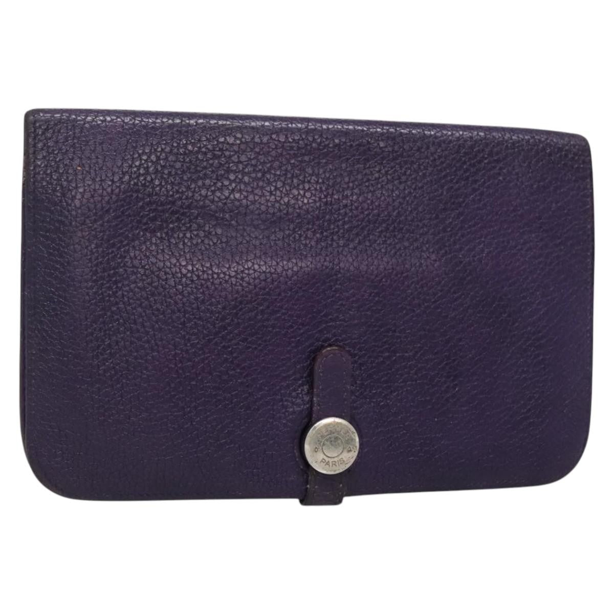 Hermes Dogon Duo Combined Wallet Leather, PURPLE, LEATHER, Wallets