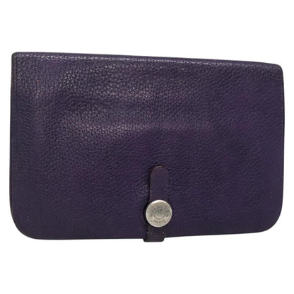 Hermes Dogon Duo Combined Wallet Leather, PURPLE, LEATHER, Wallets