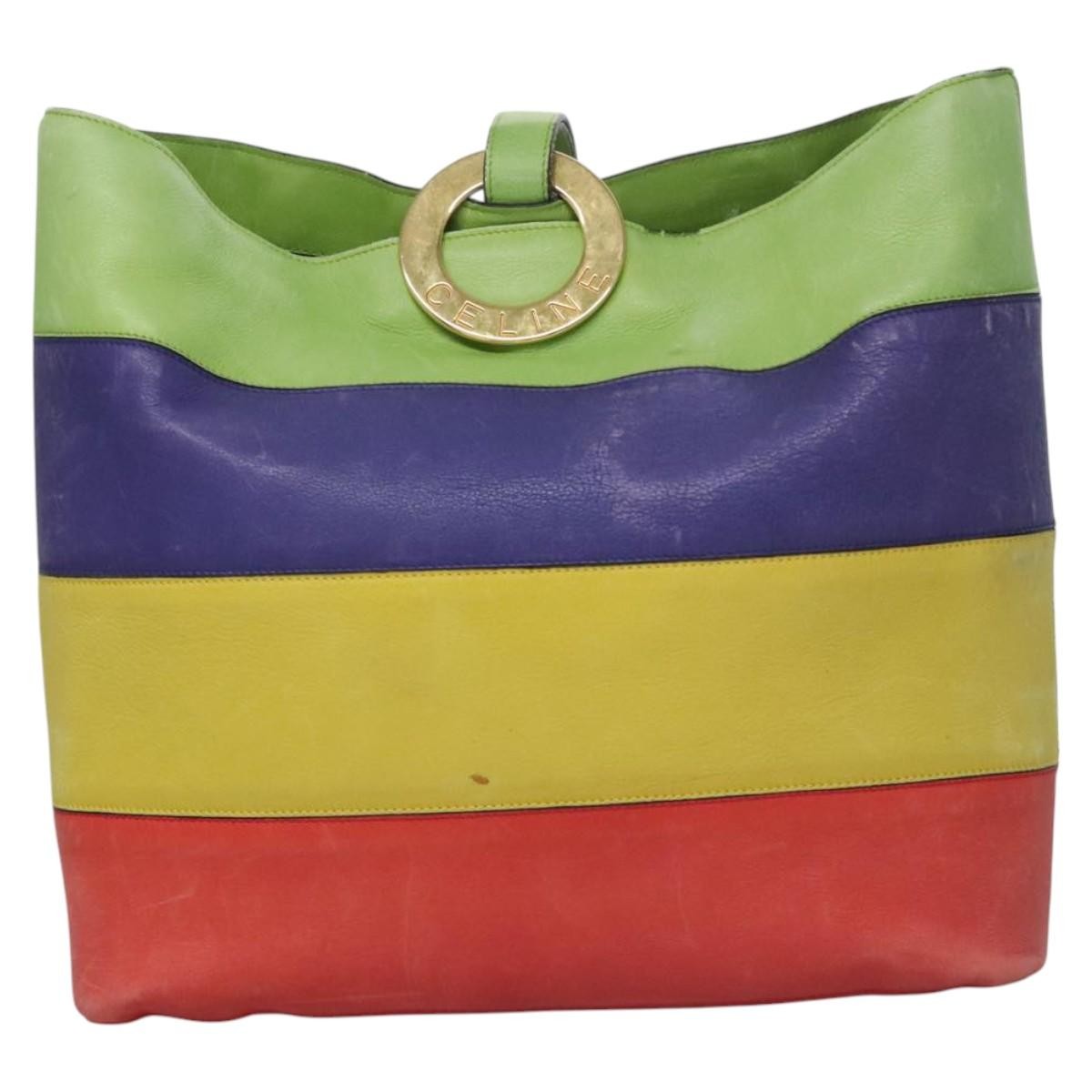 Celine Circle logo Leather, MULTICOLOUR, LEATHER, Shoulder bag