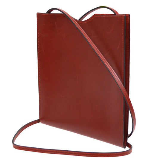 Hermes Onimaitou Pochette Box Calf, BURGUNDY, LEATHER, Shoulder bag