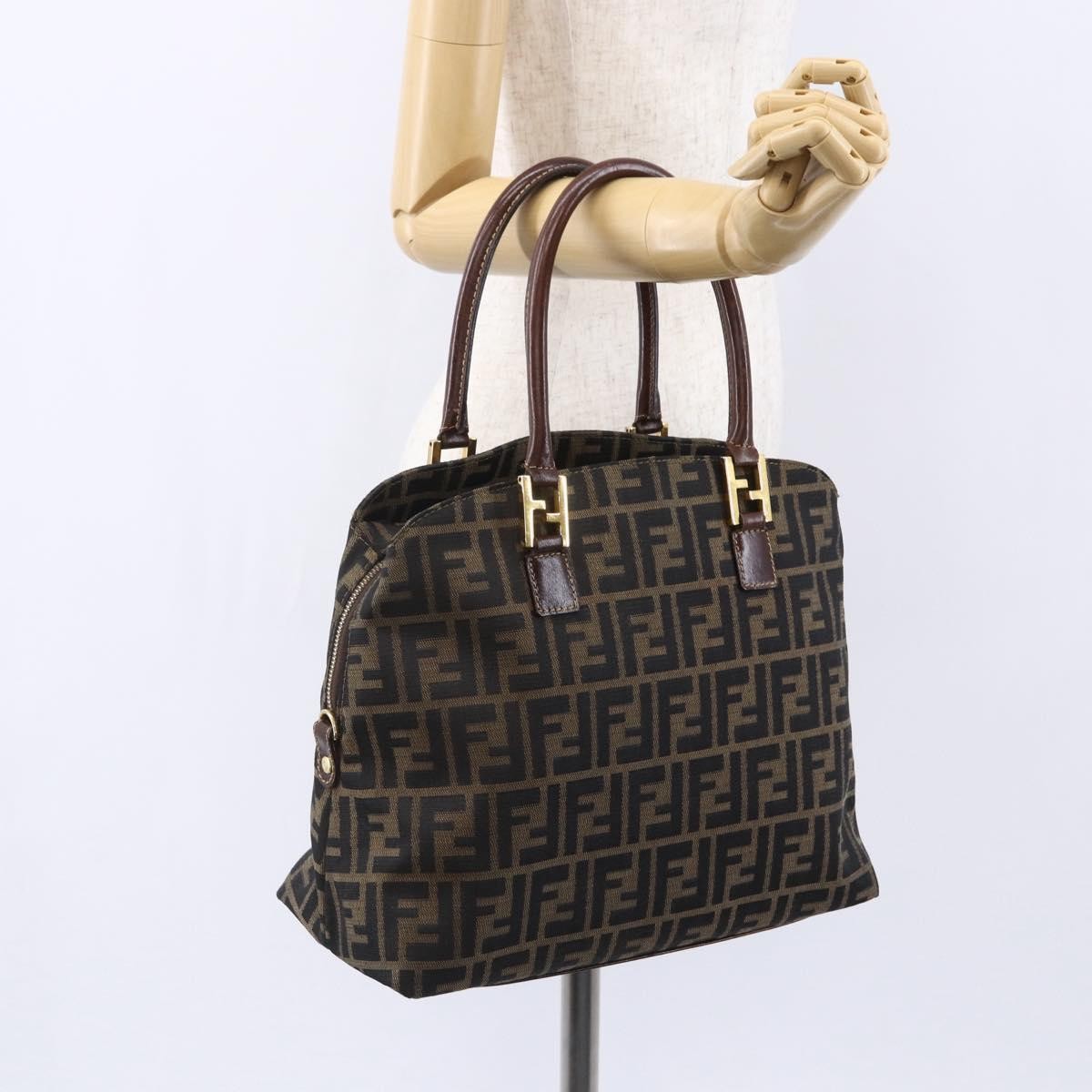 Fendi Vintage Convertible Satchel Zucca Canvas, BROWN, CANVAS, Handbag