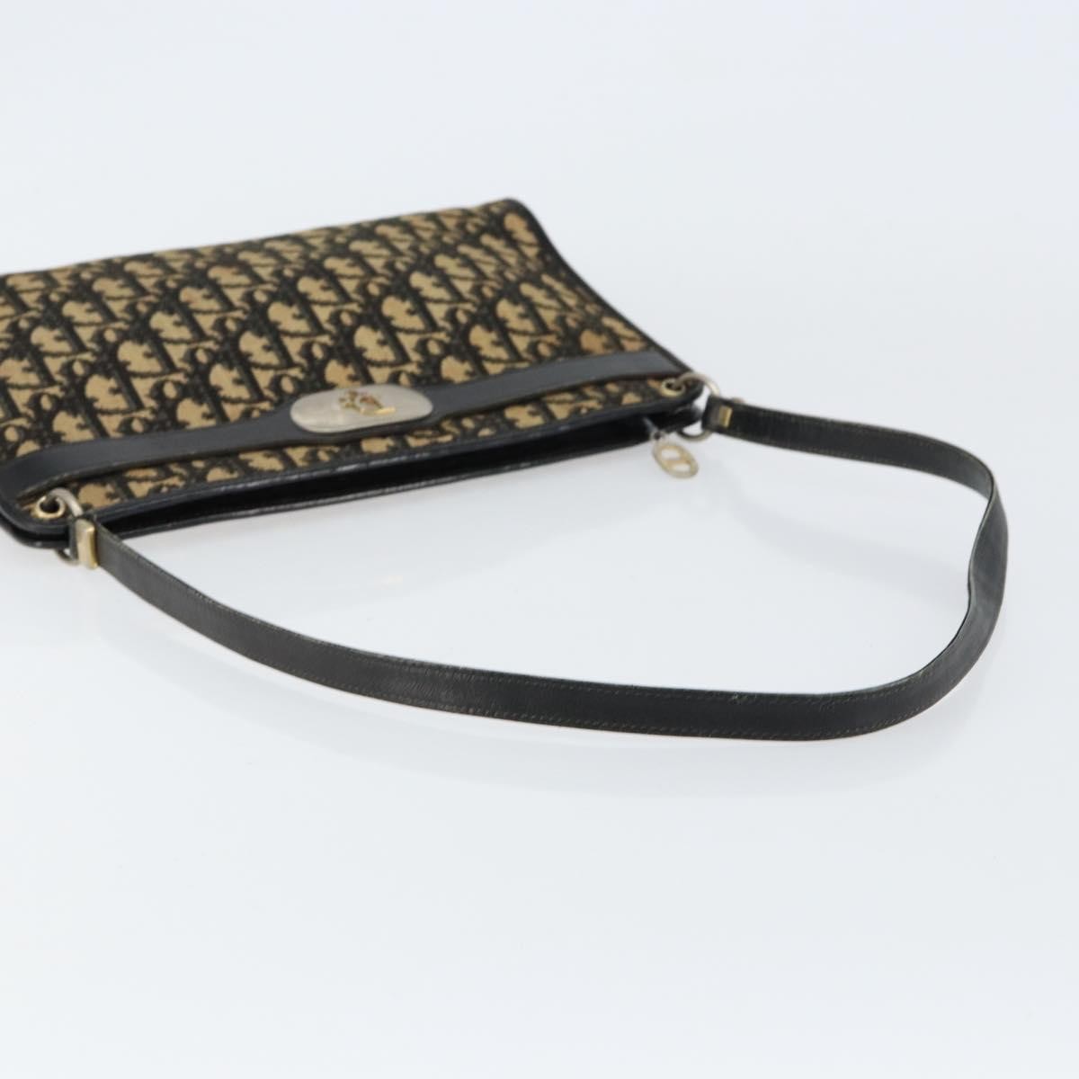 Christian Dior Vintage Trotter Shoulder Bag Canvas, NAVY, CANVAS, Shoulder bag