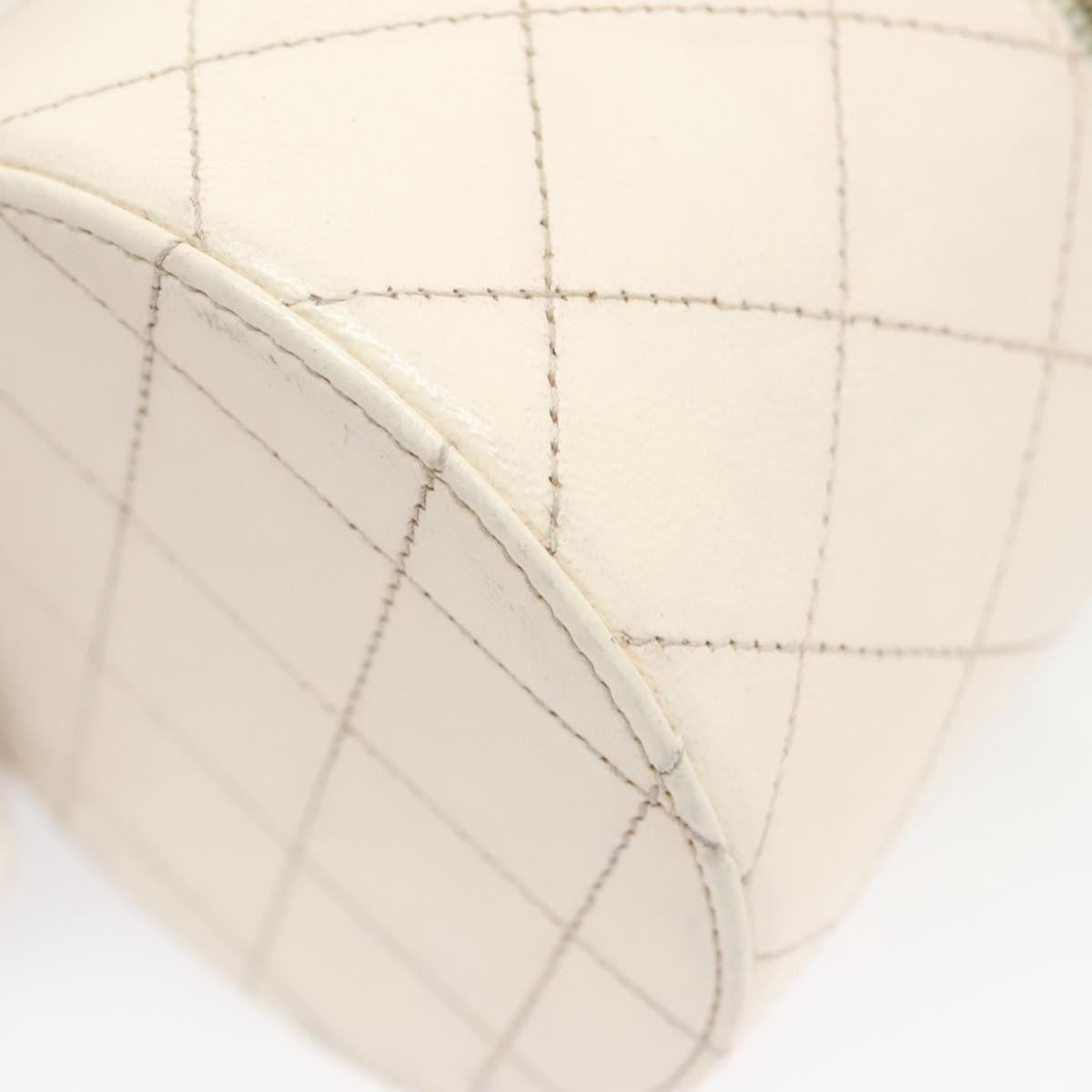 Chanel CC Round Vanity Case with Chain Quilted Lambskin, WHITE, LEATHER, Shoulder bag