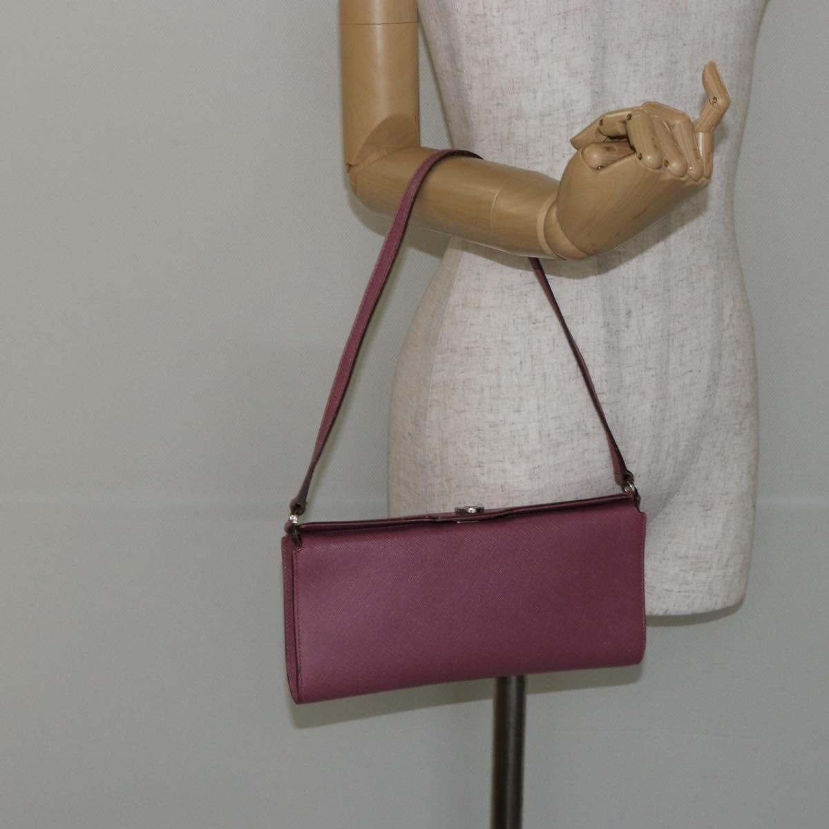 Salvatore Ferragamo Gancini Pouch Leather, PINK, LEATHER, Clutche & pouche