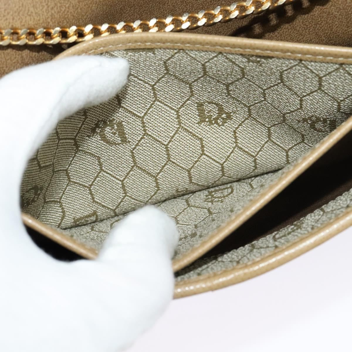 Christian Dior Vintage Chain Flap Shoulder Bag Leather, BEIGE, LEATHER, Shoulder bag