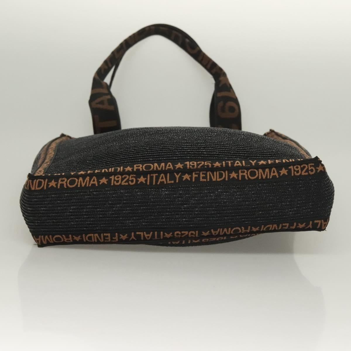 Fendi Zucca Tote bag Straw, BLACK, WOOD, Tote bag